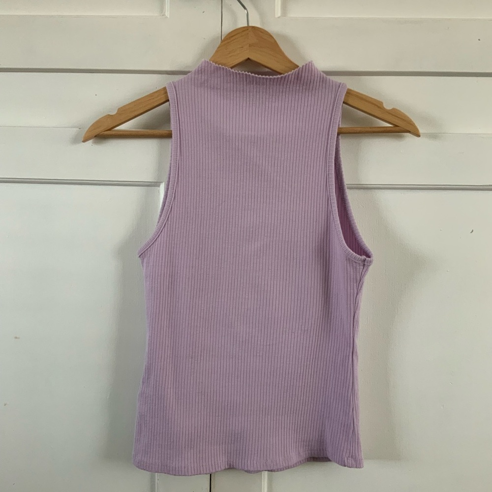 Maeve Lavender Ribbed Mock Neck Tank Top - Picture 2 of 3